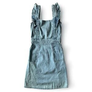 Japna Cottagecore Denim Dress Womens XS Blue Stone Wash Boho Knee Length Peasant